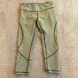 Zella Green Neon Rainbow Capri High Waist Athletic Leggings